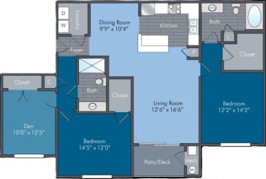 Trafalgar II Floor Plan at Abberly Square Apartment Homes, Waldorf, MD