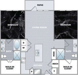 a blueprint of a floor plan of a house at Abberly Onyx Apartment Homes, Decatur, 30033