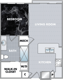 floor plan for a small bathroom with a walk in closet