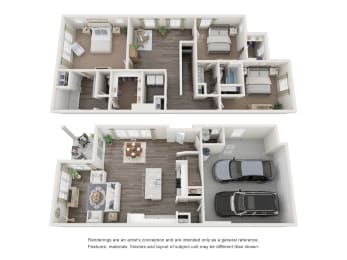 a floor plan of the acadia with two bedrooms and two bathrooms