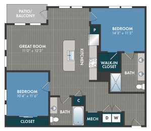 potomac Floor Plan at Abberly Riverwalk Apartment Homes, Nashville