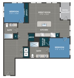 yukon Floor Plan at Abberly Riverwalk Apartment Homes, Nashville, Tennessee