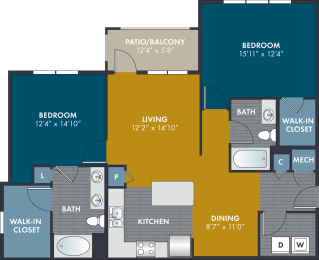a floor plan of a living area and a dining area