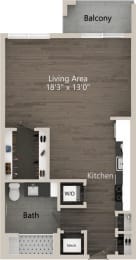Studio 1 bath floor plan at Abberly Skye Apartment Homes, Decatur, GA