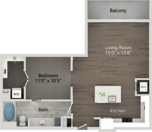 1 bed 1 bath plan B at Abberly Skye Apartment Homes, Georgia, 30033