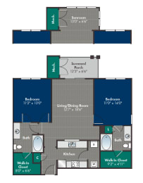 Paseo Floor Plan at Abberly at West Ashley Apartment Homes, Charleston