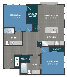 mississippi Floor Plan at Abberly Riverwalk Apartment Homes, Tennessee