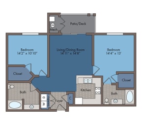 Market Floor Plan at Abberly Square Apartment Homes, Waldorf, Maryland