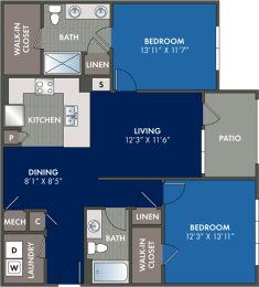 the floor plans of the floor plan studio  at Abberly Liberty Crossing Apartment Homes, Charlotte, NC, 28269