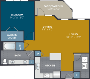 a blueprint of the floor plan of a town house at Abberly Solaire Apartment Homes, North Carolina, 27529