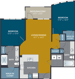 the blueprint of a floor plan of a house at Abberly Solaire Apartment Homes, North Carolina, 27529