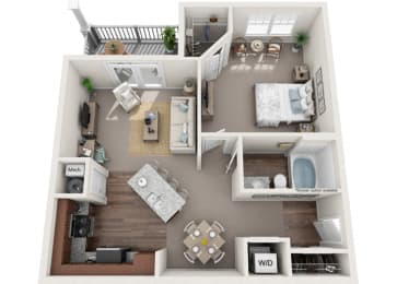 Gainsville 1 Bedroom 1 Bath Floor Plan at Abberly Avera Apartment Homes by HHHunt, Manassas, VA, 20109