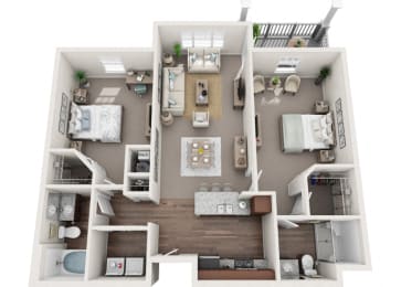 Riverton 2 Bedroom 2 Bath Floor Plan at Abberly Avera Apartment Homes by HHHunt, Manassas, VA