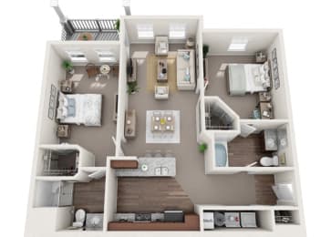 Staunton 2 Bedroom 2 Bath Floor Plan at Abberly Avera Apartment Homes by HHHunt, Manassas, Virginia