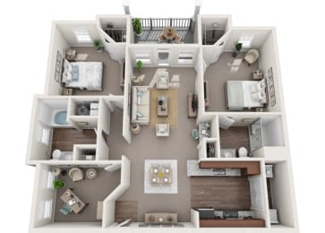 Strasburg 2 Bedroom 2 Bath Floor Plan at Abberly Avera Apartment Homes by HHHunt, Virginia, 20109
