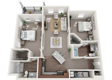 Woodstock 2 Bedroom 2 Bath Floor Plan at Abberly Avera Apartment Homes by HHHunt, Virginia