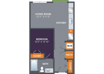 Bronze Floor Plan at Abberly Foundry Apartment Homes, Nashville, 37203