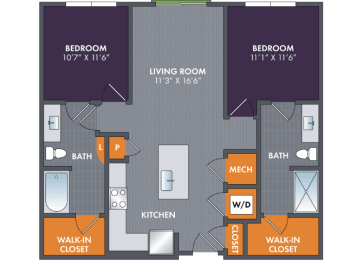 Platnium Floor Plan at Abberly Foundry Apartment Homes, Nashville, TN, 37203