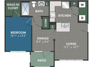 Atherton Floor Plan at Abberly Commons Apartment Homes, Charlotte, NC, 28215
