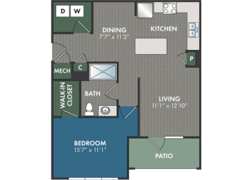 Beacon-Hill Floor Plan at Abberly Commons Apartment Homes, Charlotte, 28215
