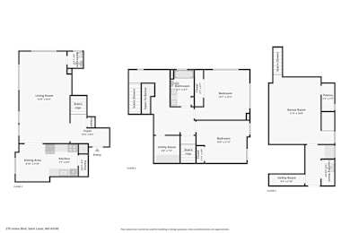 A floor plan of a two-story house with a garage and a utility room.