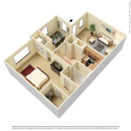 1 bed 1 bath 1B Floor Plan at The Birches, Memphis, TN, 38133