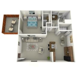 1 Bedroom 1 bathroom Floor Plan at Silvertree Apartments in Westerville