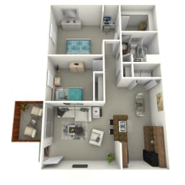 2 Bedroom 1 bathroom Floor Plan at Silvertree Apartments in Westerville Ohio