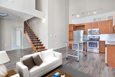 Living Area With Loft at 275 on the Park, St. Louis, MO, 63108
