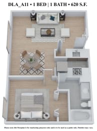 Floor Plan DLA_AX11_B at 583 Del Mar, St. Louis