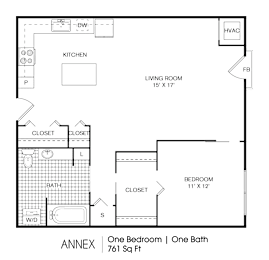 1 bedroom 1 bath A at 275 on the Park Apartments, St. Louis, MO