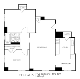 1 bed 1 bathroom B at 275 on the Park Apartments, Missouri, 63108