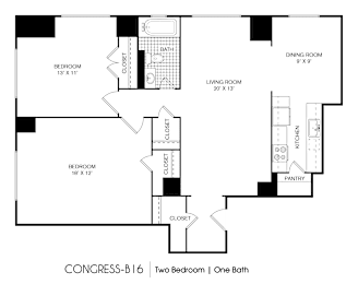 2 bed 1 bath A at 275 on the Park Apartments, St. Louis, MO
