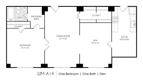 1 bedroom 1 bathroom at 275 on the Park Apartments, St. Louis