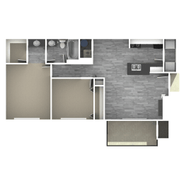 2 bedroom 1 bath Cove Floor Plan at Runaway Bay, Columbus, 43204