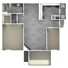 1 bedroom 1 bath Floor Plan at Runaway Bay, Columbus, OH, 43204