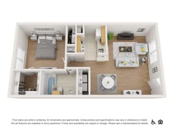 2 bedroom floor plan image at Tara Oaks in Houston, TX