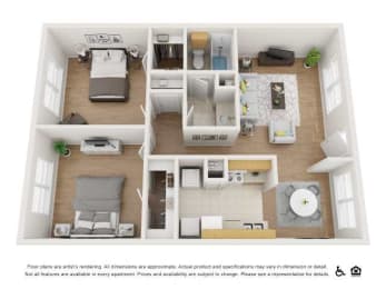 a 1 bedroom floor plan with a bathroom and a living room at Tara Oaks in Houston, TX