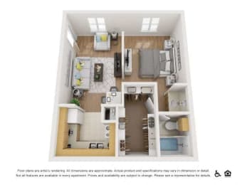2 bedroom floor plan at Tara Oaks in Houston, TX
