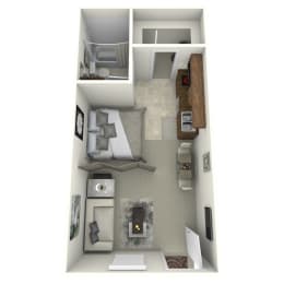 Studio 1 bath North Floor Plan  at Karric Place of Dublin, Dublin, 43016