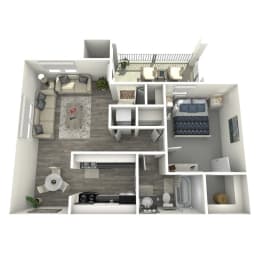 1 bed 1 bath Tahiti Floor Plan at Island Club, Ohio
