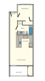 1 bed 1 bath A Floor Plan at Aviator at Brooks, San Antonio, Texas