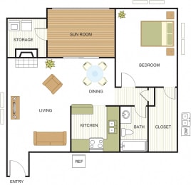 Unit A1 - one bed, one bath E at Newport Apartments, Texas, 75062