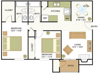B1 Floor Plan at Sunset Canyon, Texas, 78232