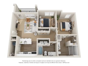 The Maple Floor Plan at Club at Woodside Apartments in Marysville, OH