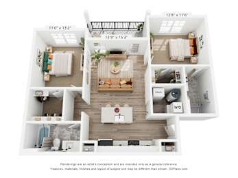 The Sterling 2 Bedroom Floor Plan at Copper Run Marysville Apartments