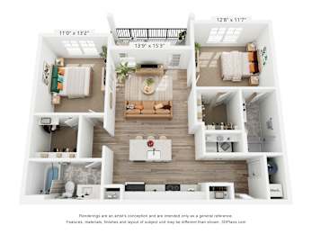 The Titan 2 Bedroom Floor Plan at Copper Run Marysville Apartments