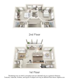  Floor Plan The Evagraven - 2-BR Townhome End