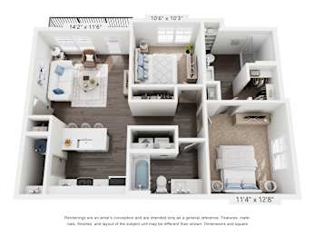 The Triple Crown 2 Bedroom Apartment Floor Plan at Keeneland Place in Grove City Ohio