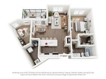 The Cosgray 1 Bedroom Apartment Floor Plan at Lawrence Square Apartments